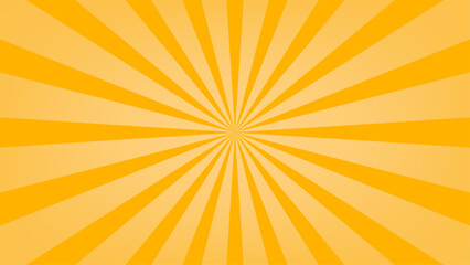 Fototapeta premium Vibrant sunburst background with radial yellow and orange rays, creating a retro comic book style effect for creative graphic design and advertising projects.