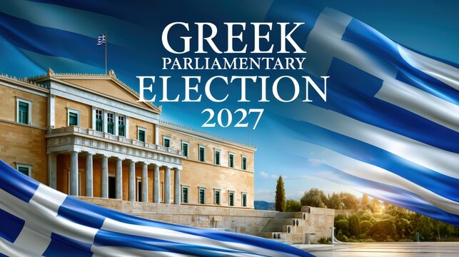 Greek Parliamentary Election 2027 with Waving Flag and Parliament