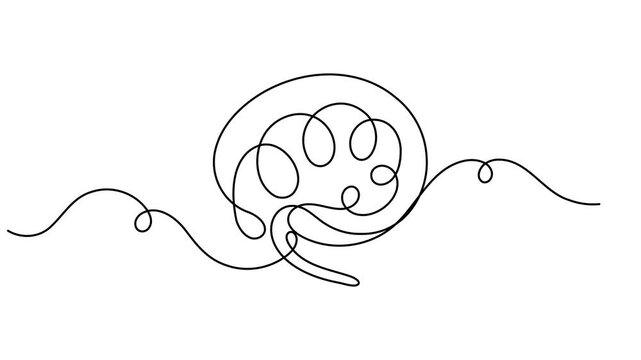 Modern human brain scribble continuous one line drawing on white background minimalist single art psychology of memory and mental health animation video