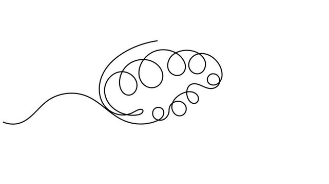 Modern human brain scribble continuous one line drawing on white background minimalist single art psychology of memory and mental health animation video