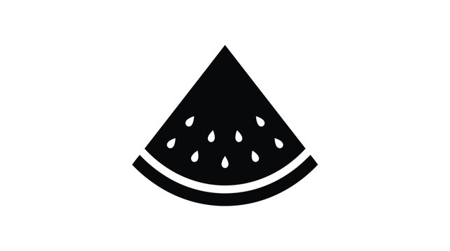 Watermelon Slice Silhouette On White Background Minimalist Design