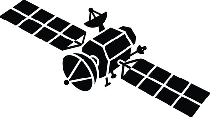 Satellite Silhouette On White Background Space Exploration Technology © SahinurCreation