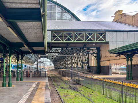 Restored historic railway terminal infrastructure in City of La Plata Argentina