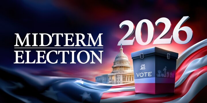 Midterm Election 2026 with Capitol Building and Ballot Box