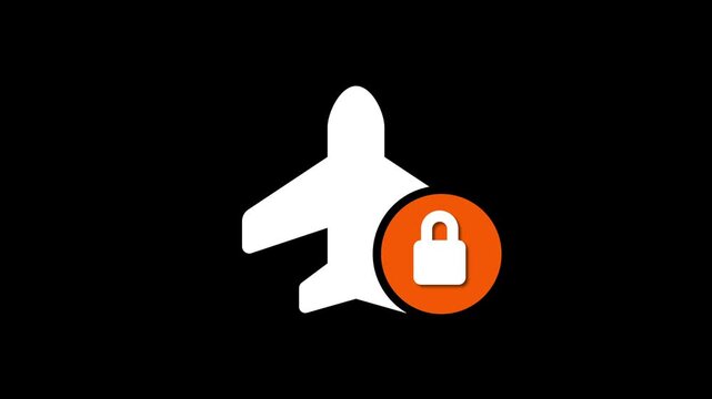 Designing an aeroplane animation with lock icon black background .