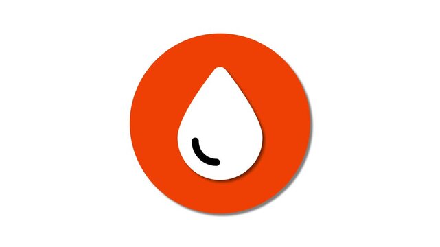 Liquid drop icon flat design animation.