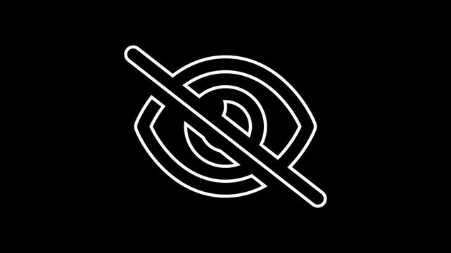 Crossed eye icon. Eye off or blind icon flat design animation. Hide eye slash.