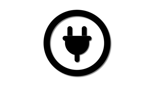 Rounded plug or electric plug icon. Circuit or rounded filled icon. Power cord sign icon.