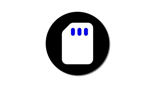 Sim card icon white background. Memory card or sd generic circular icon.