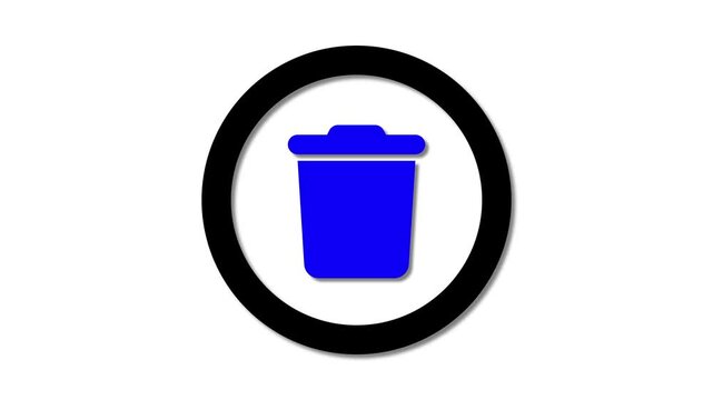 Delete icon on white background. Blue delete button. Trash icon.