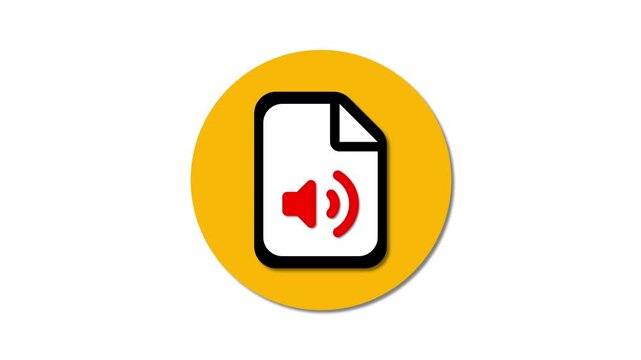 Audio files flat design animation. Documents and speaker icon.