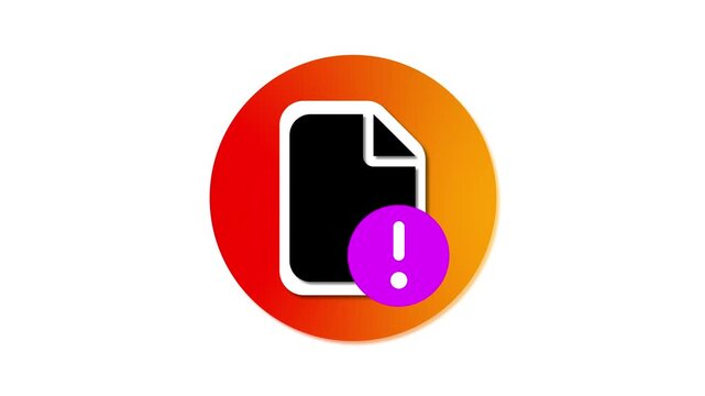 File exclamation sign. No data, error files or document flat design animation.