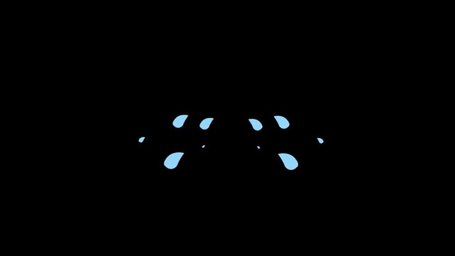 Animated crying tears motion isolated on black background, for social media, animation