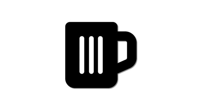 Drink, beverage, glass, beer icon. Mug or cup flat design animation.