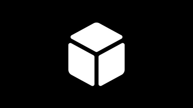 Box, cube or foursquare icon flat design animation.