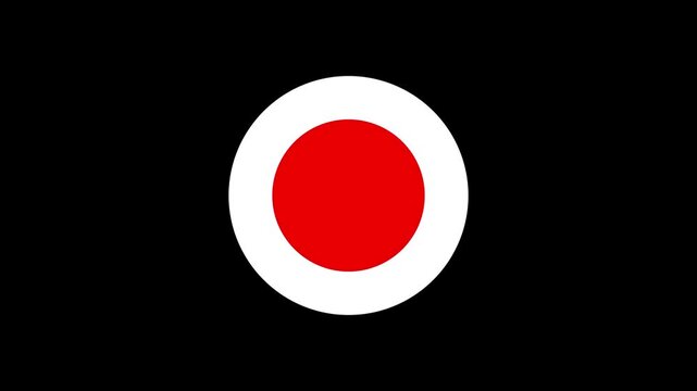 Semi circle shape flat design animation. Japan flag icon.