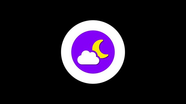 Cloud and moon icon animation. Cloudy night bedtime sky space moonlight nature.