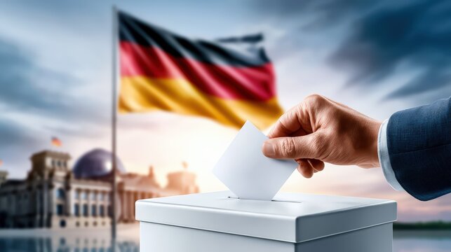 German Elections and Democracy Concept with Hand Casting Ballot