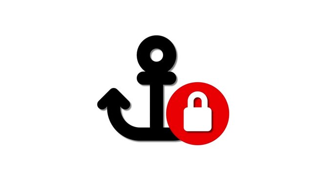 Anchor lock icon animation on white background.
