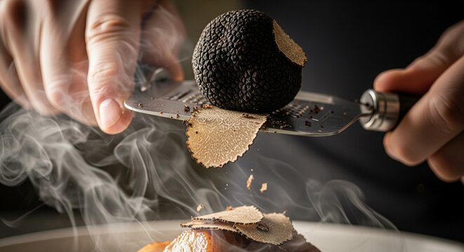 Close Up of Person Peeling and Cooking Black Sapote Fruit Over Smoking Plate