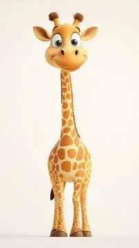 selective focus adorable giraffe character on clean white background