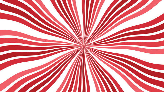 Red and white candy striped swirl background abstract illustration.