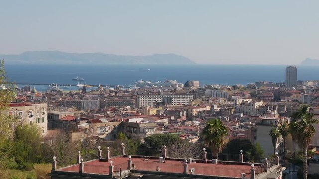 Panoramic view of Naples from Capodimonte viewpoint in Naples, Italy	