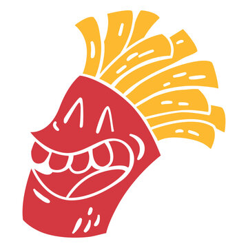 Laughing french fries food character cut out