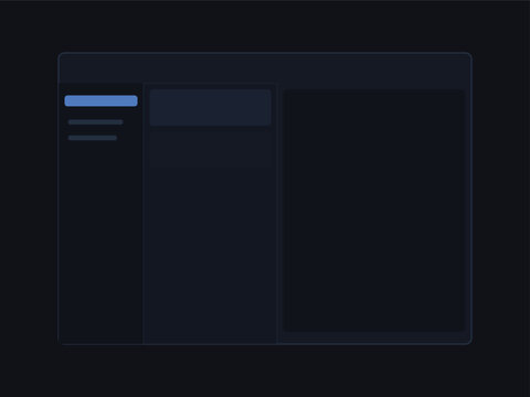 Dark interface layout with sidebar menu and two content sections with boxes.