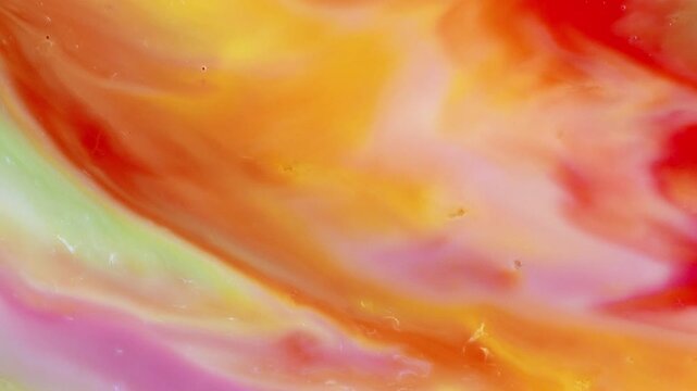 Swirling Orange, Red, and Pastel Pink Paint Waves