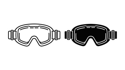 Goggles Duo: A striking visual presentation featuring two distinct styles of goggles, one outlined in black and white, the other a solid black silhouette, highlighting protective eyewear. © mahfuz
