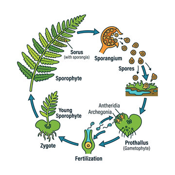 Life cycle of a fern plant.