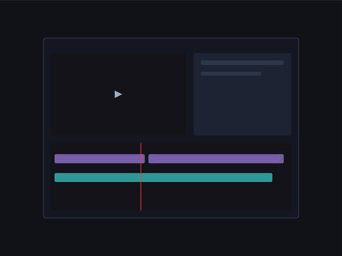 Video editing software interface window with timeline and preview screen for media work.