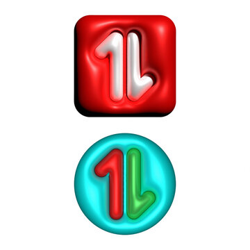 3D Glossy Up and Down Arrow Icons - Red and Turquoise Button Set