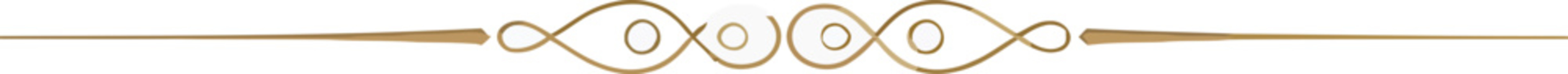Gold abstract divider with circles and swirling shapes on white background divider