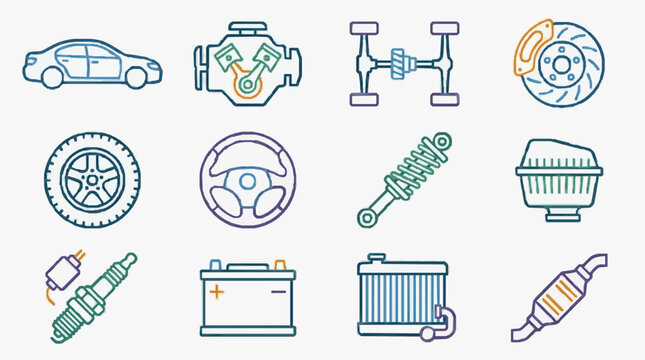 Car Maintenance Components Illustrated.