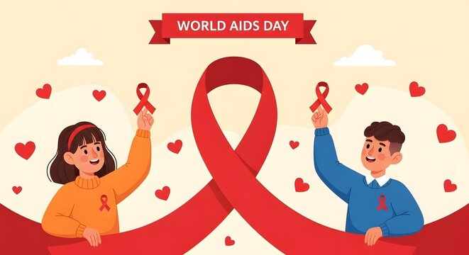 World aids day awareness red ribbon symbolizing hope and solidarity