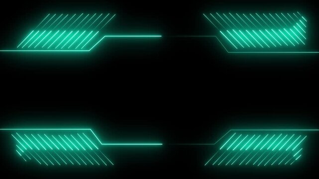 Futuristic neon HUD interface frame. Digital glowing cyan border for technology overlay.
