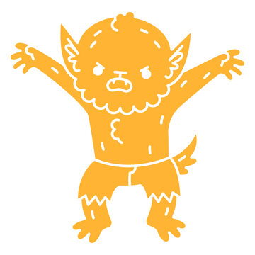 Halloween simple kawaii monster werewolf character
