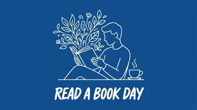 Person reading book with plant and coffee cup