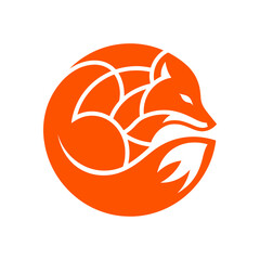 Obraz premium Orange stylized fox head circular logo design