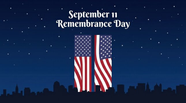 Illuminated American Flags Displayed Against Night Sky for Memorial Tribute