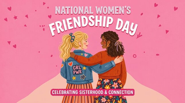 Two women hugging, National Women's Friendship Day celebration