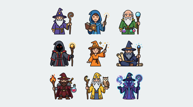 Magical character collection fantasy art