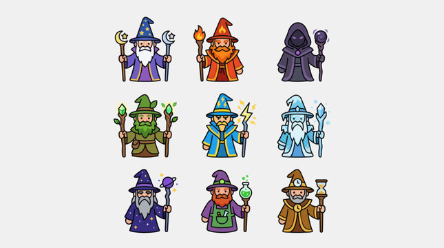 Magical wizard characters collection