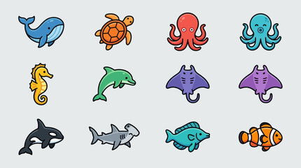 Marine life icons collection © Johnsoon