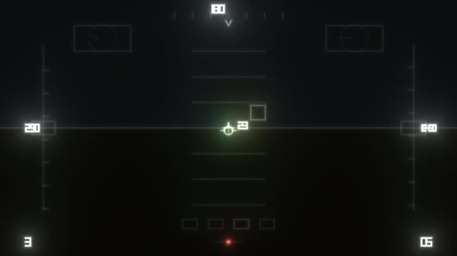 Computer graphic animation showing a digital interface for a game