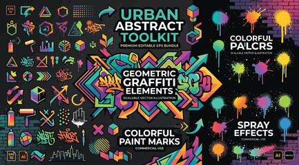 Urban abstract toolkit geometric graffiti elements and spray paint effects © S.Siam