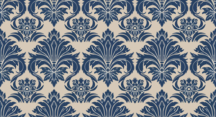 Fototapeta premium Classic ornamental damask pattern with botanical shapes and structured layout