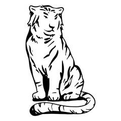 Tiger hand drawn sitting © Vexels